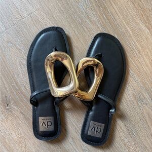 DV by Dolce Vita Black Sandals with Gold Details